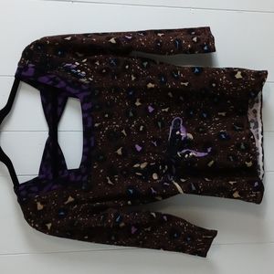 Alberto Makali Animal Print Bow Detail Top Blouse Medium